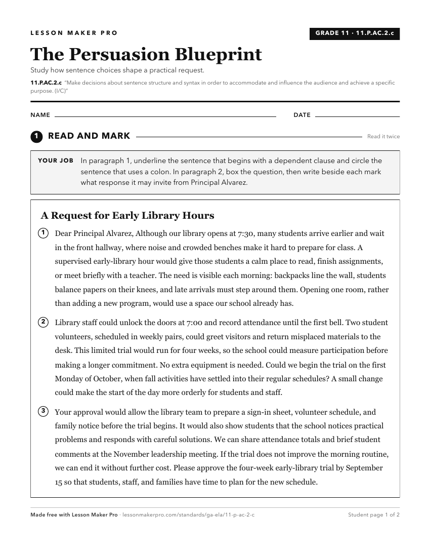 Preview of the 11.P.AC.2.c printable worksheet