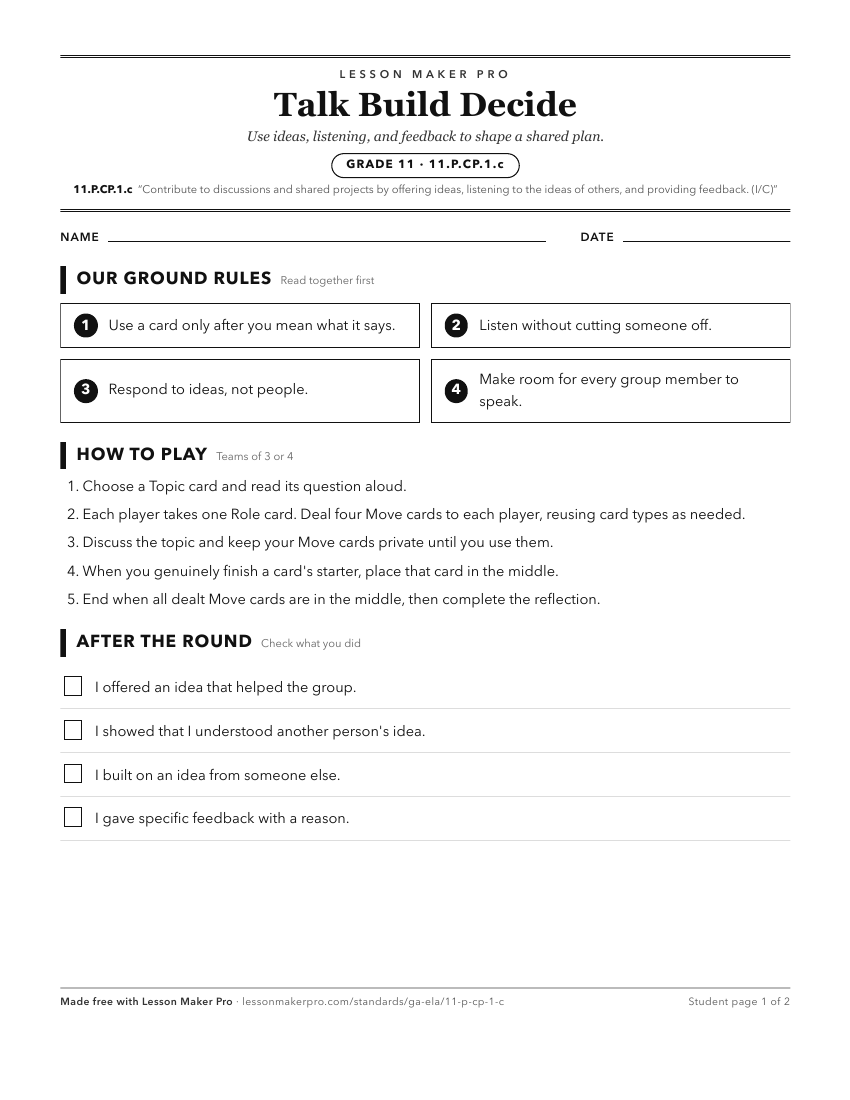 Preview of the 11.P.CP.1.c printable worksheet