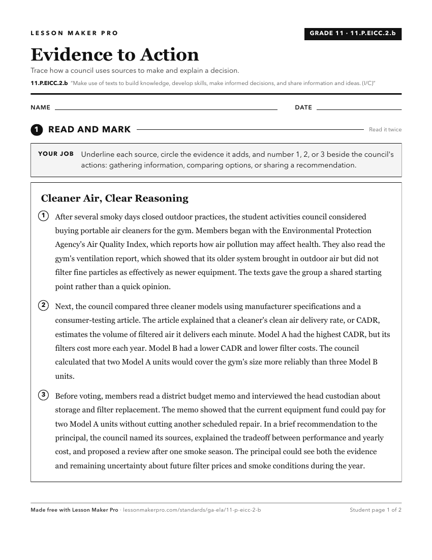 Preview of the 11.P.EICC.2.b printable worksheet