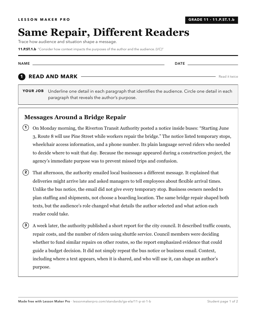 Preview of the 11.P.ST.1.b printable worksheet