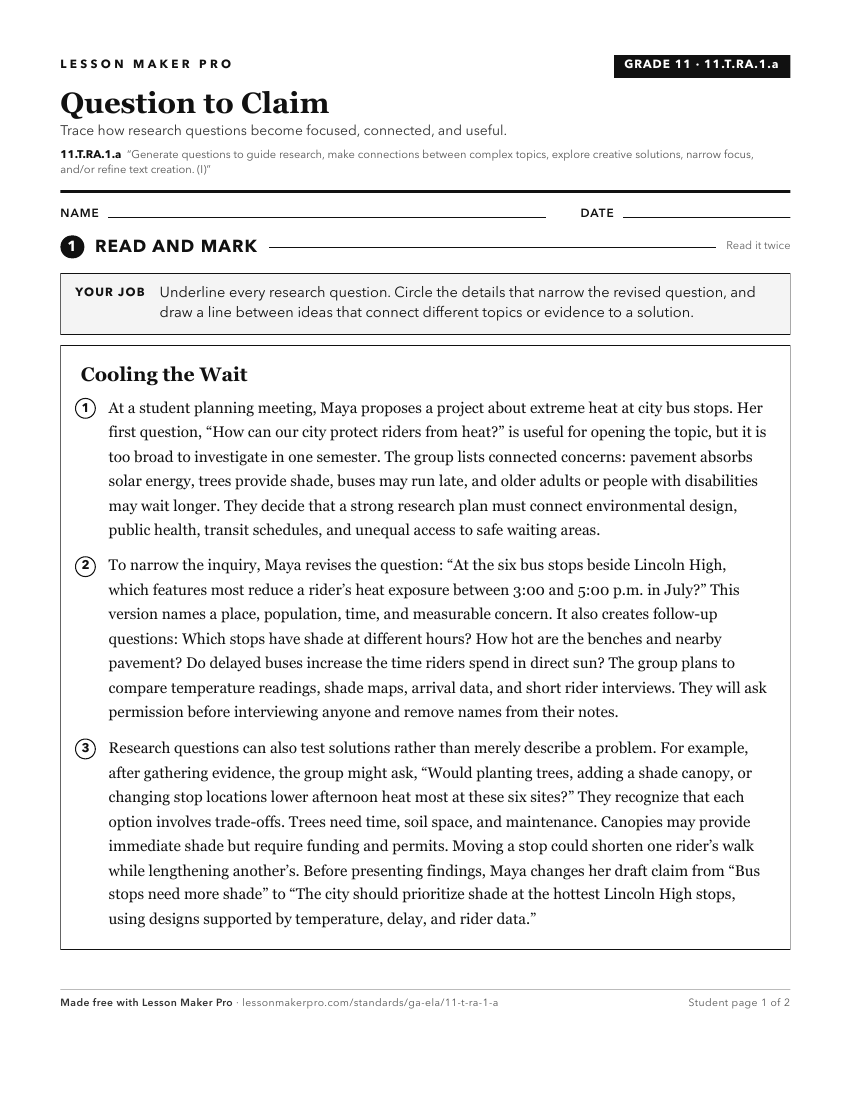 Preview of the 11.T.RA.1.a printable worksheet