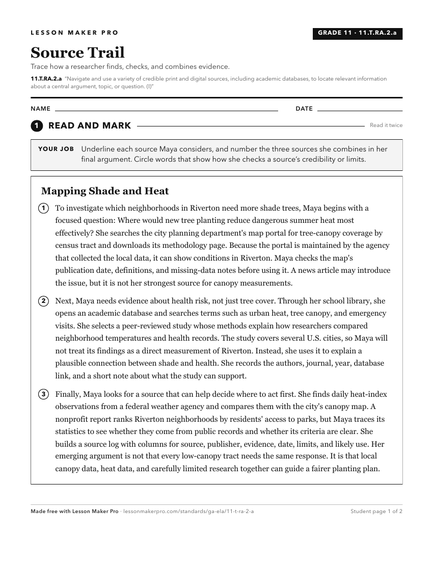Preview of the 11.T.RA.2.a printable worksheet