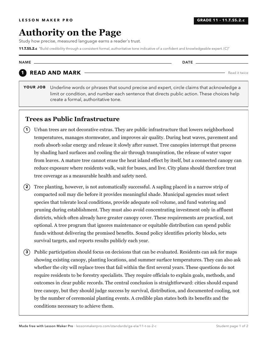 Preview of the 11.T.SS.2.c printable worksheet