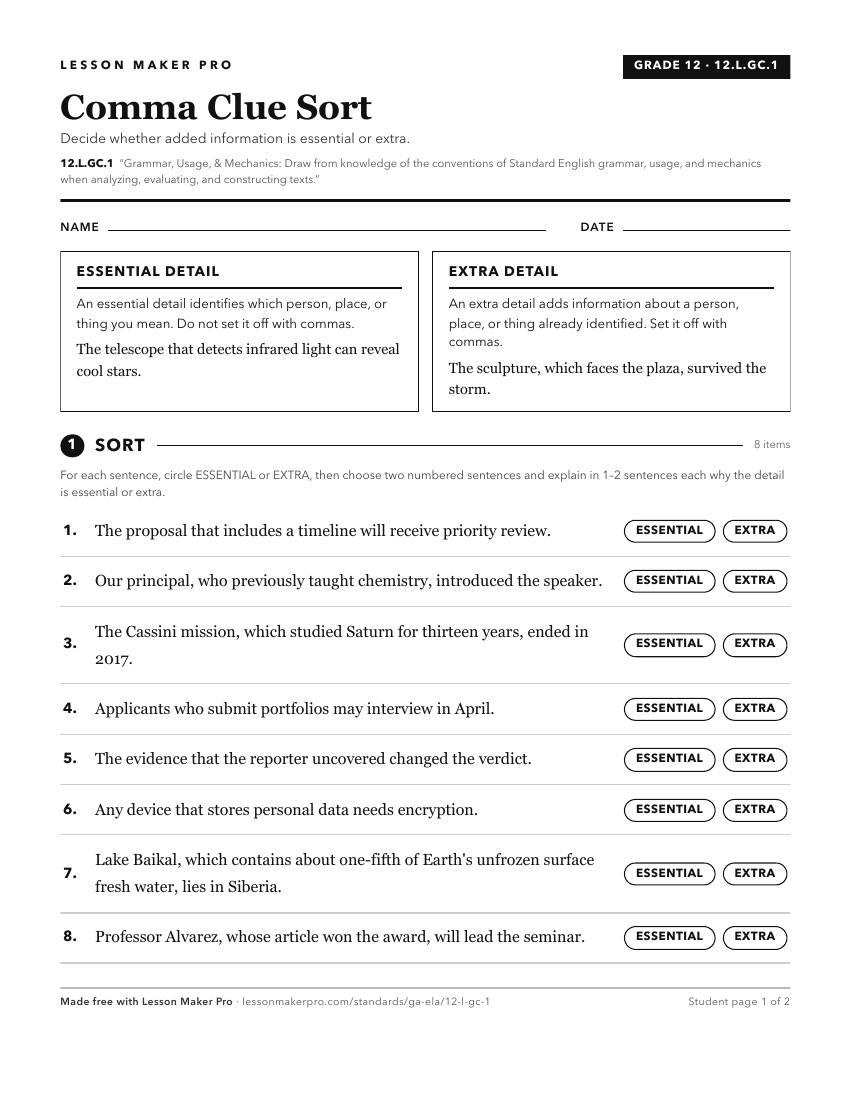 Preview of the 12.L.GC.1 printable worksheet