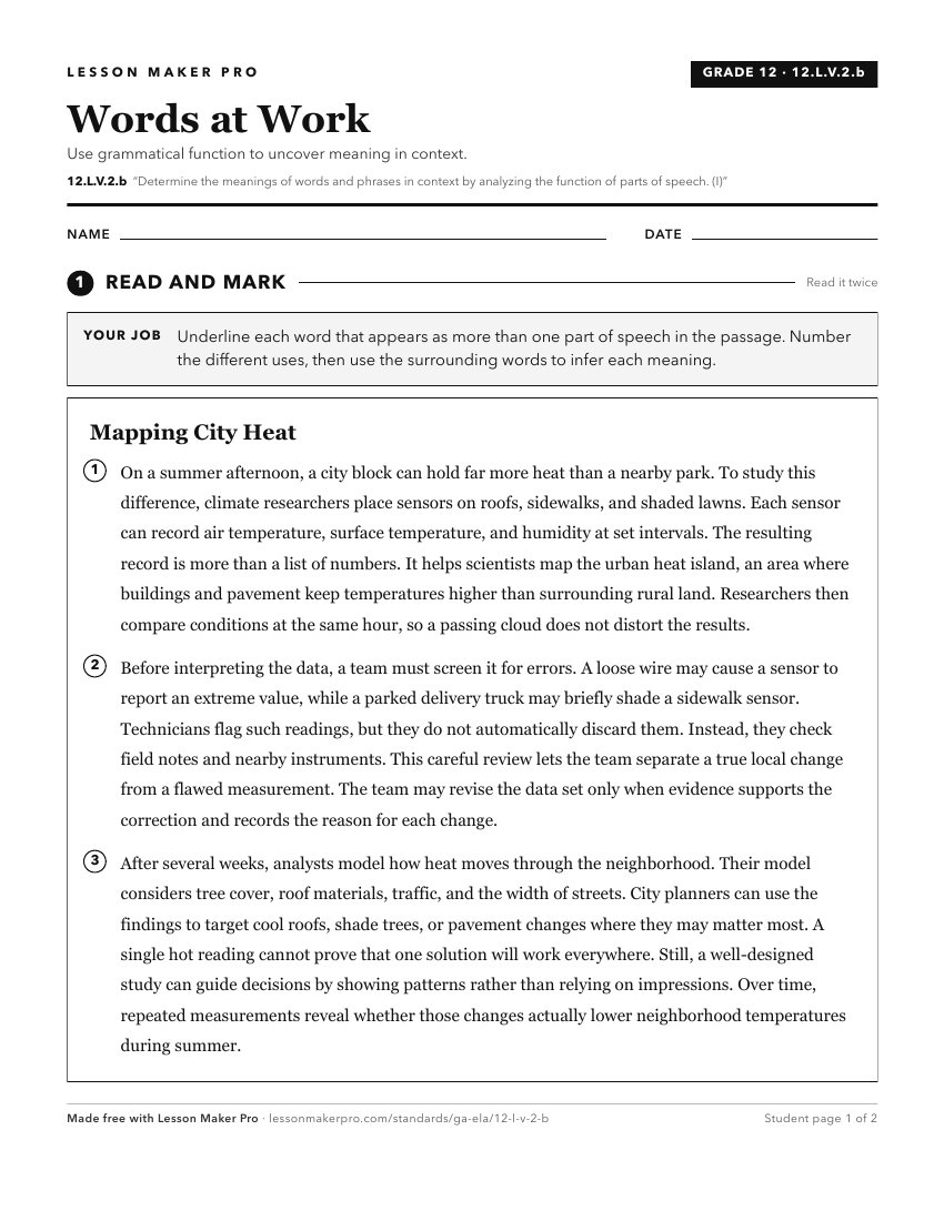 Preview of the 12.L.V.2.b printable worksheet