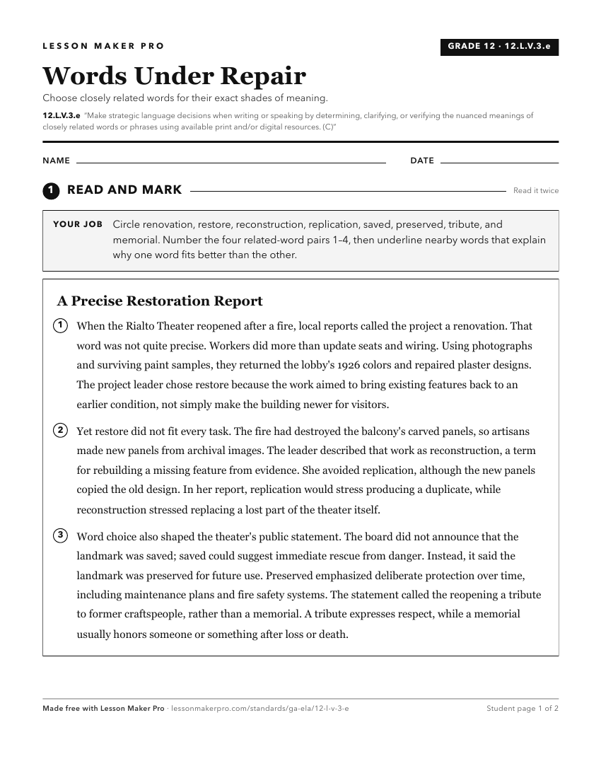 Preview of the 12.L.V.3.e printable worksheet