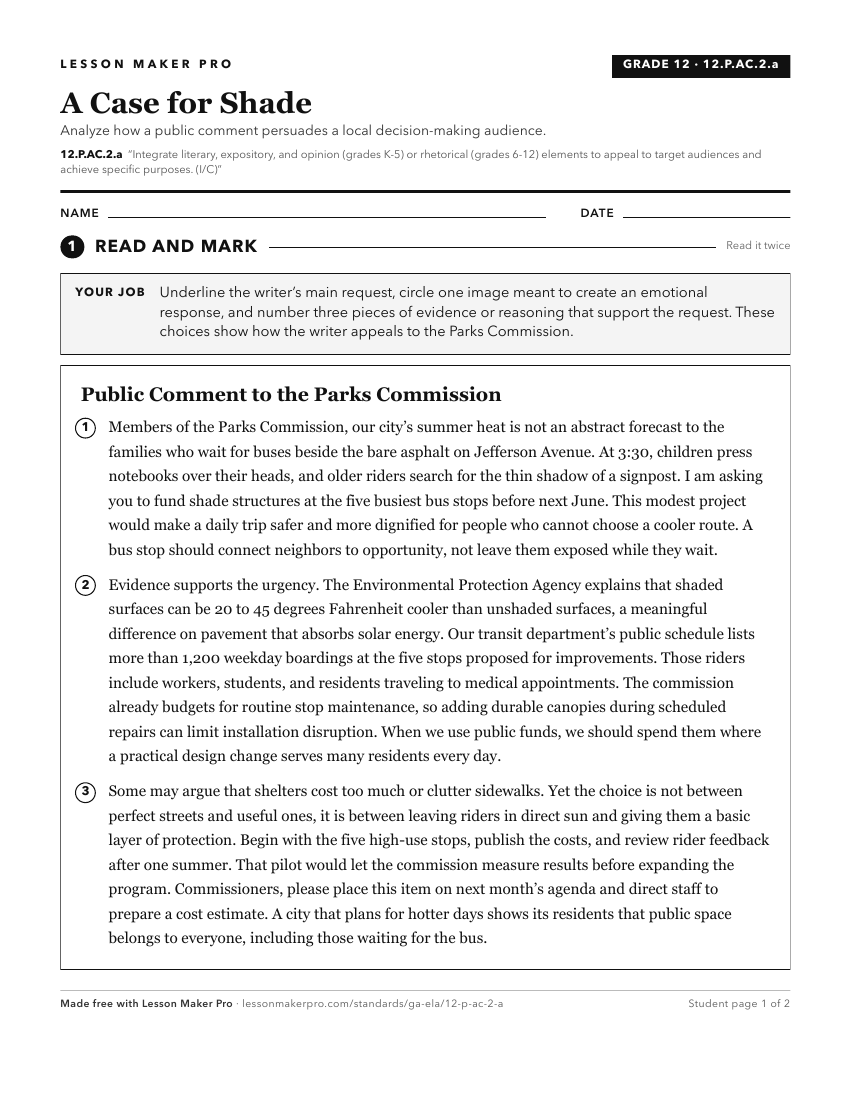 Preview of the 12.P.AC.2.a printable worksheet