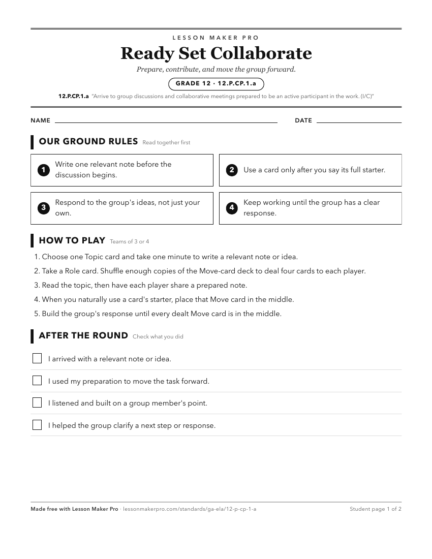 Preview of the 12.P.CP.1.a printable worksheet