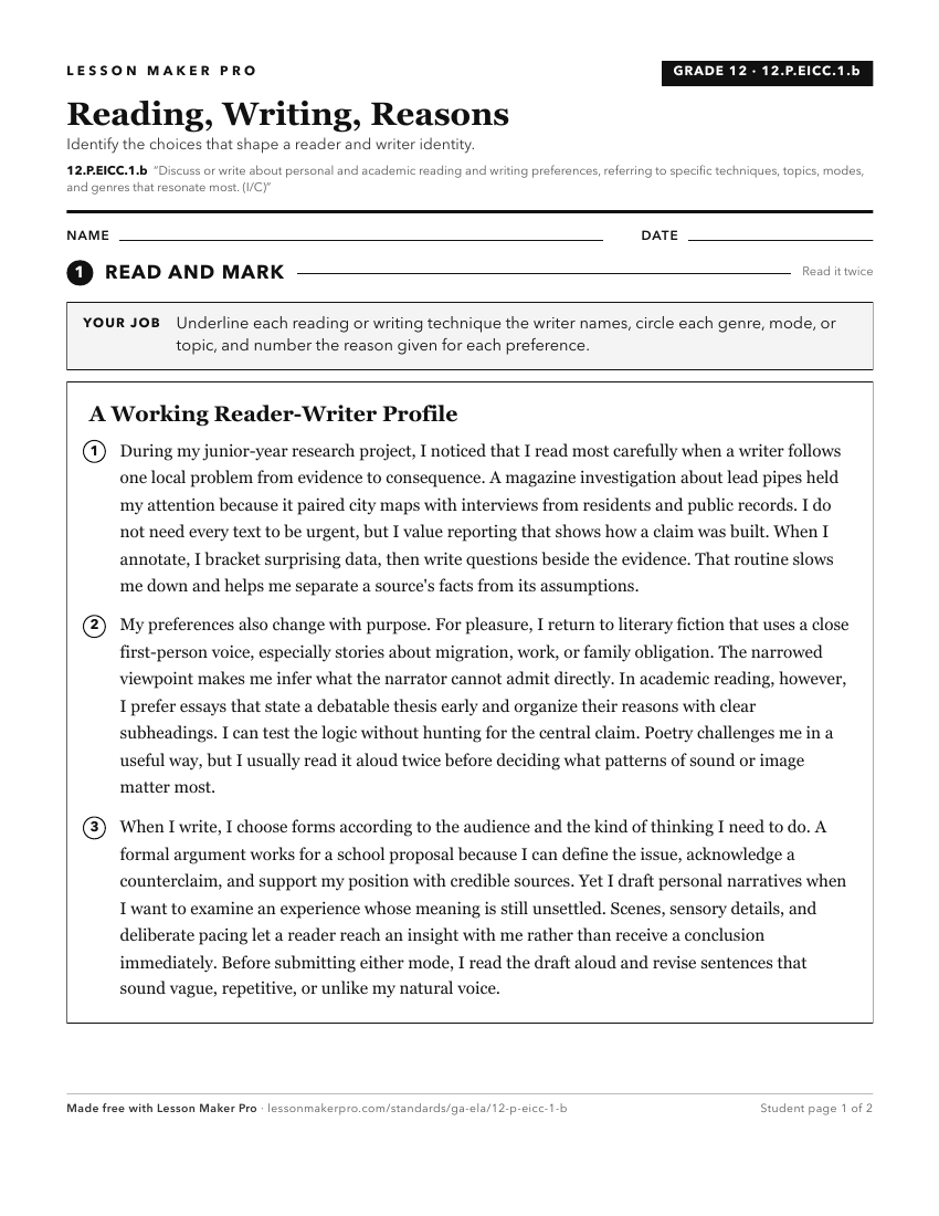Preview of the 12.P.EICC.1.b printable worksheet