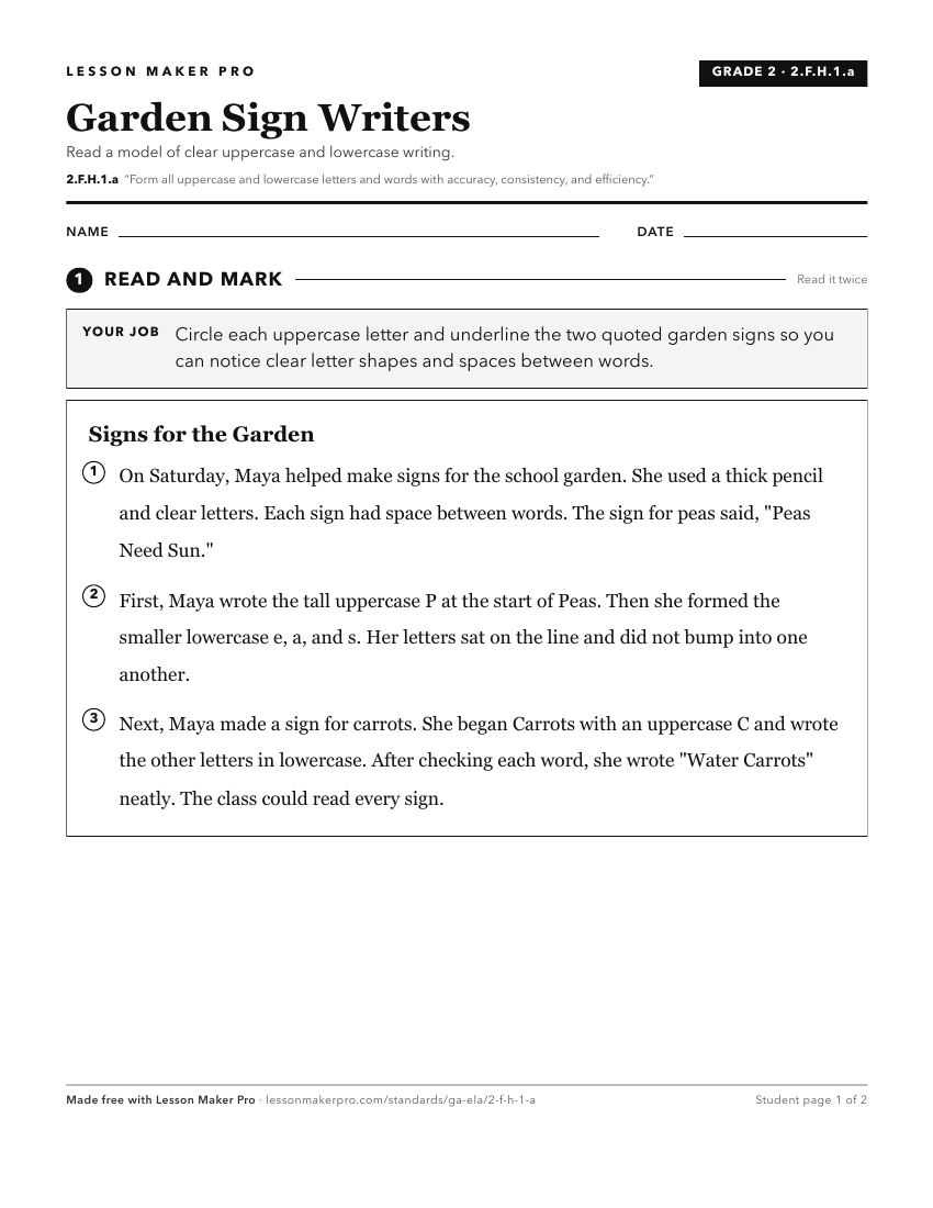 Preview of the 2.F.H.1.a printable worksheet