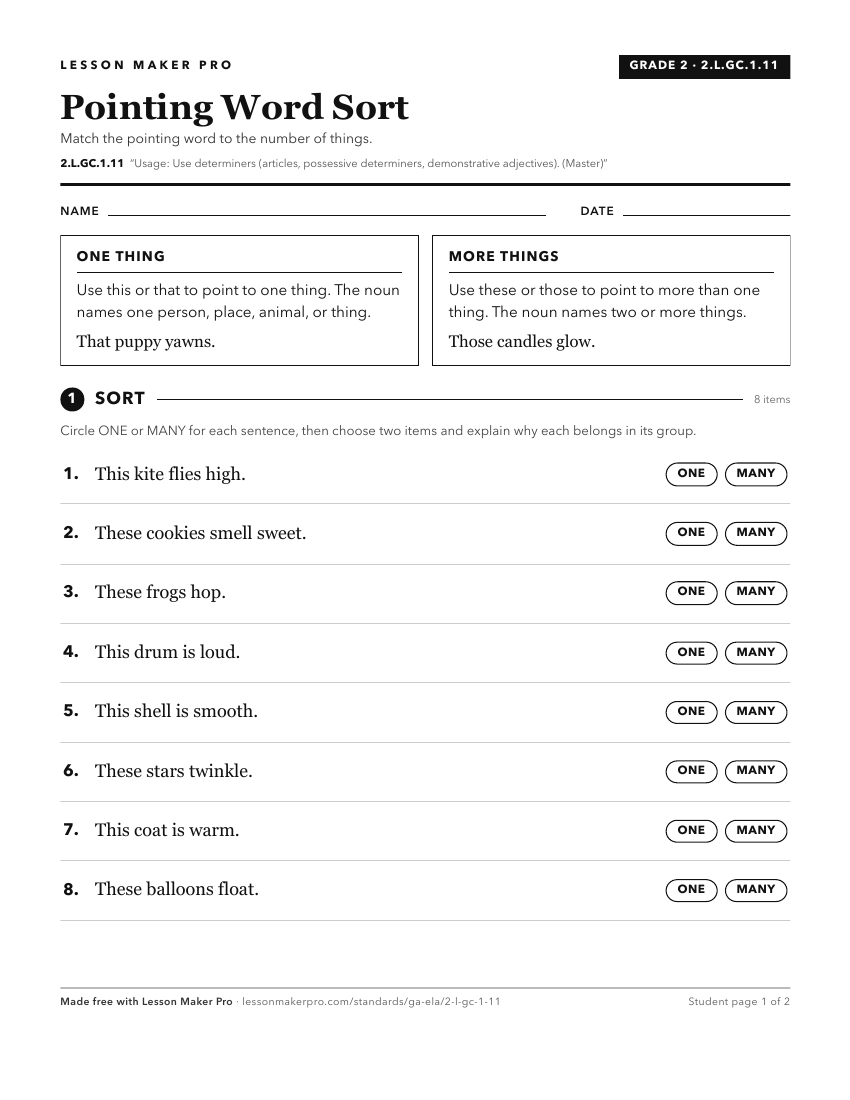 Preview of the 2.L.GC.1.11 printable worksheet
