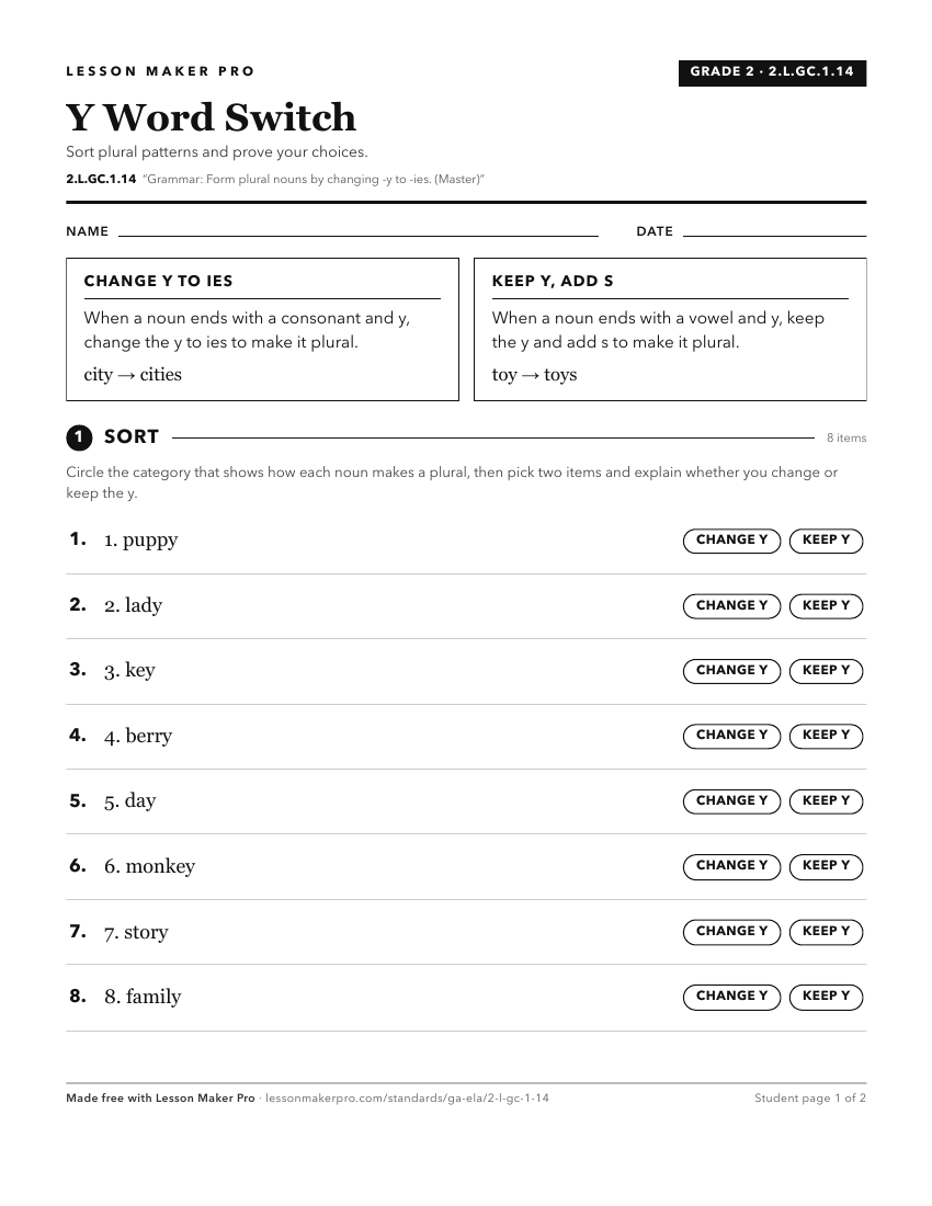 Preview of the 2.L.GC.1.14 printable worksheet