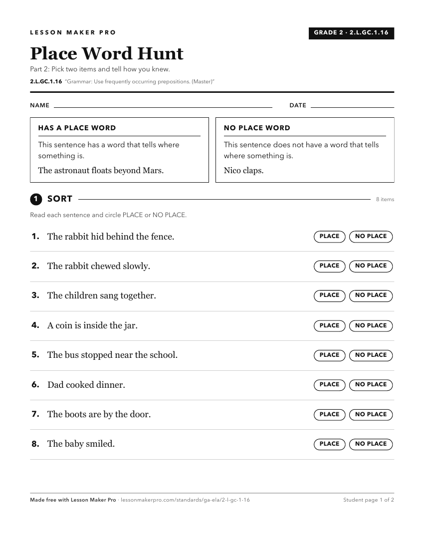 Preview of the 2.L.GC.1.16 printable worksheet