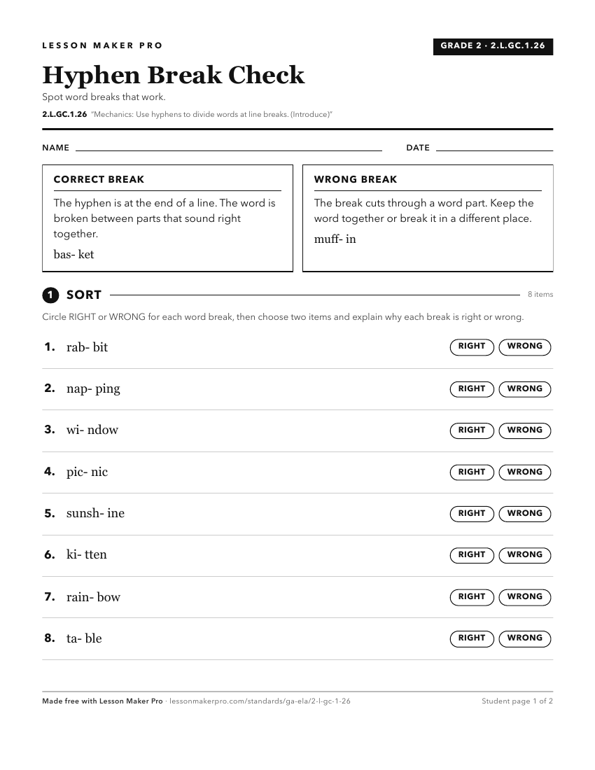 Preview of the 2.L.GC.1.26 printable worksheet