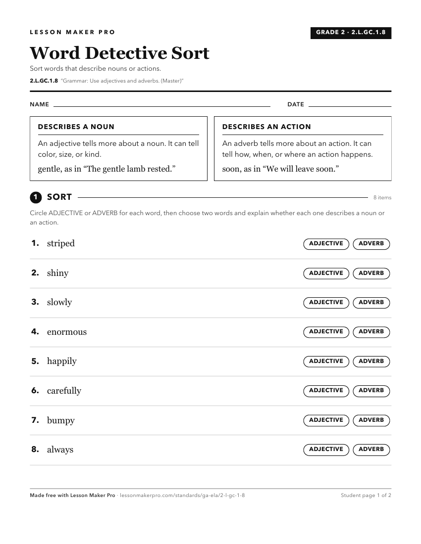 Preview of the 2.L.GC.1.8 printable worksheet