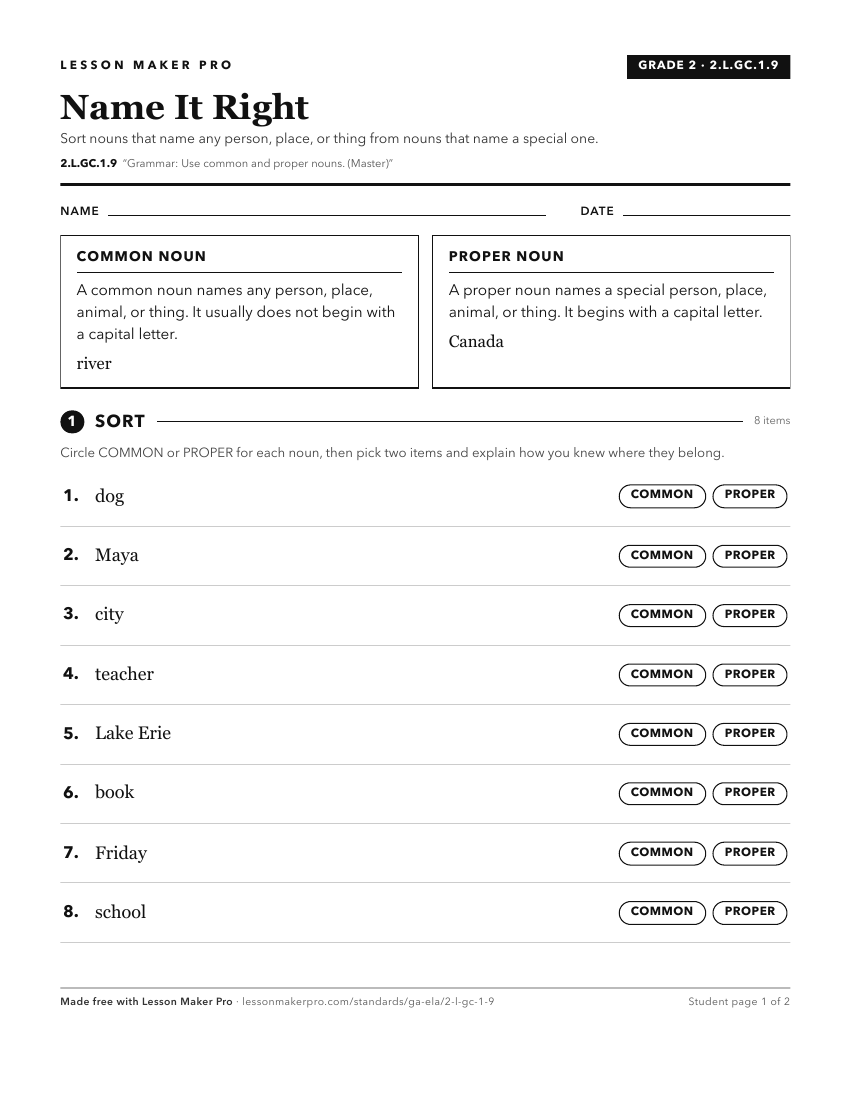 Preview of the 2.L.GC.1.9 printable worksheet