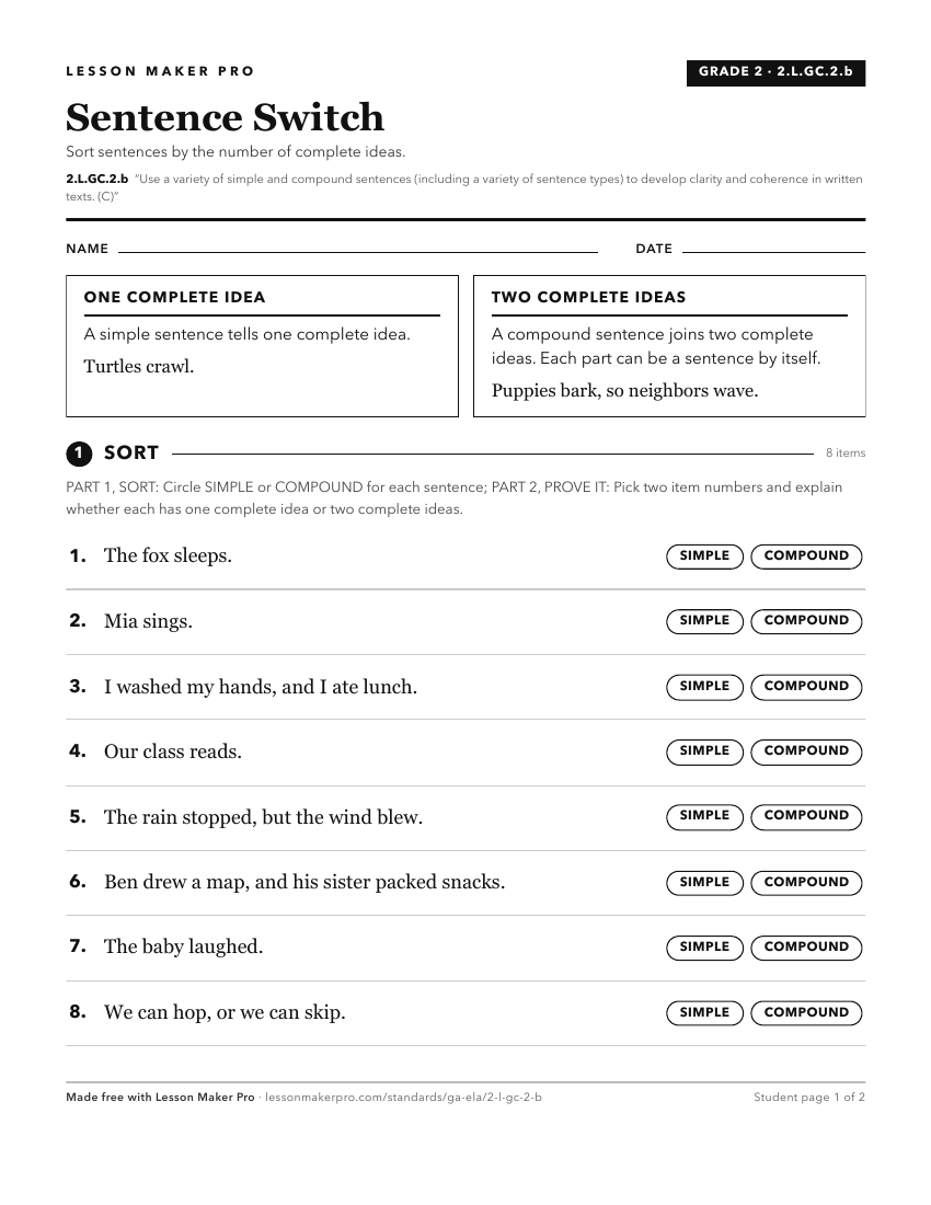 Preview of the 2.L.GC.2.b printable worksheet