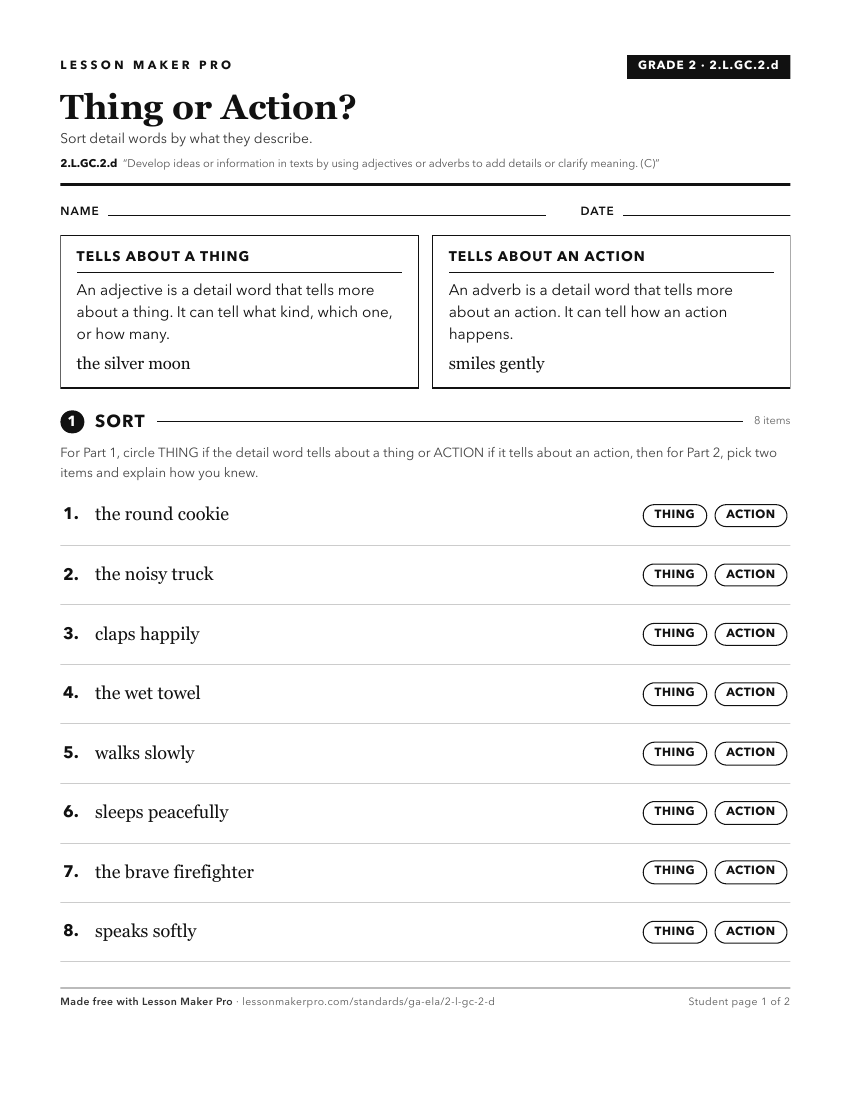 Preview of the 2.L.GC.2.d printable worksheet