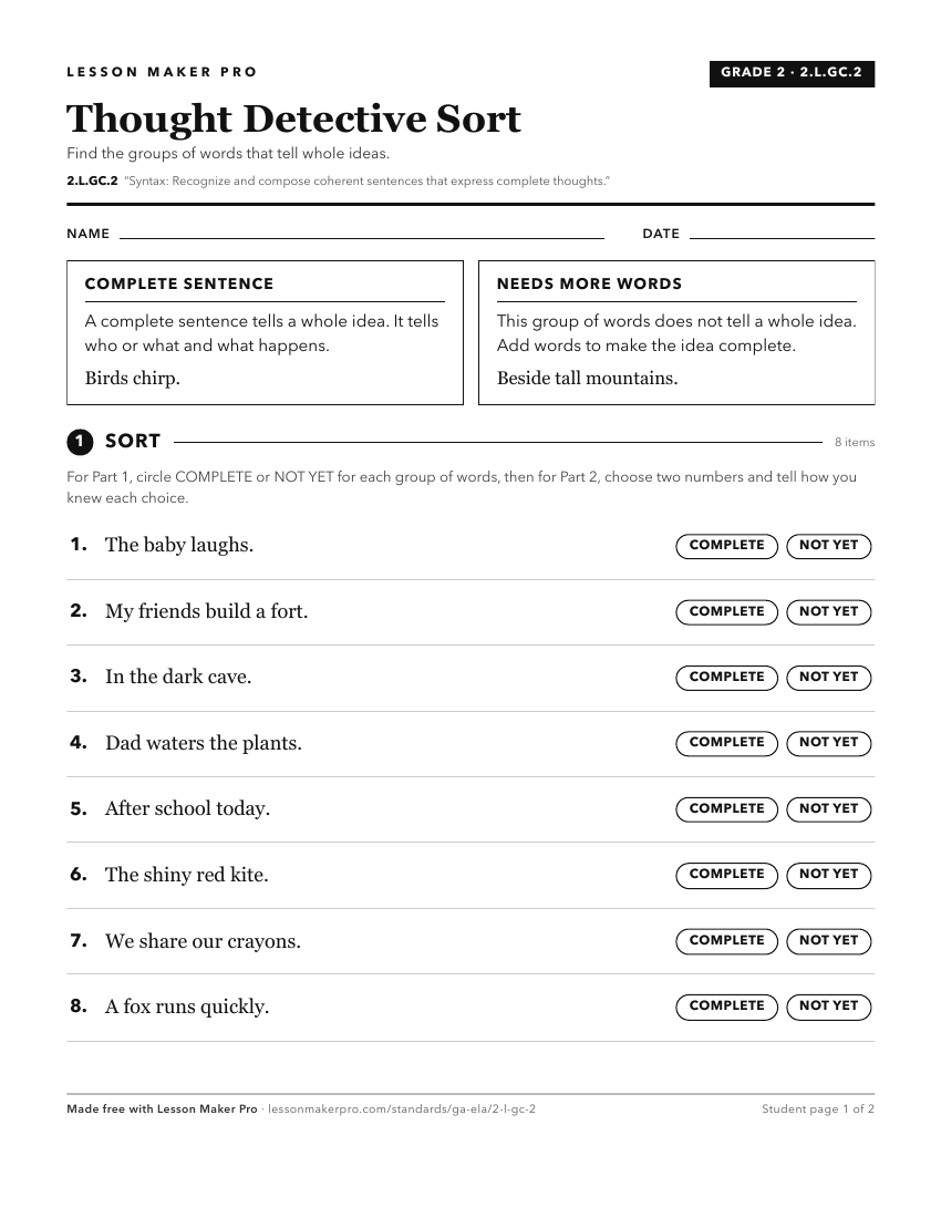 Preview of the 2.L.GC.2 printable worksheet