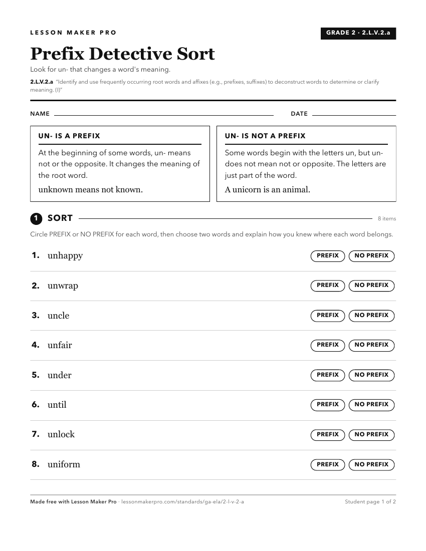 Preview of the 2.L.V.2.a printable worksheet