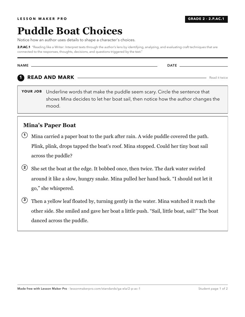 Preview of the 2.P.AC.1 printable worksheet