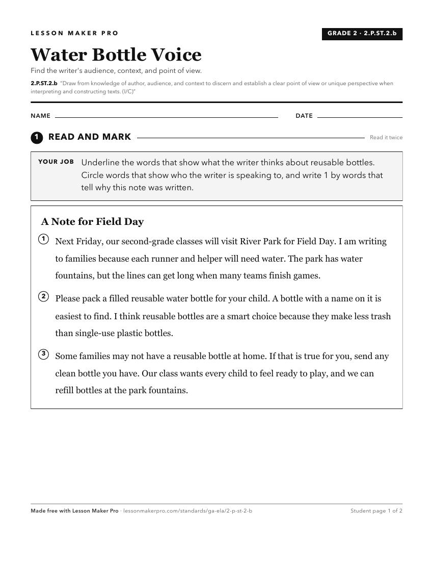 Preview of the 2.P.ST.2.b printable worksheet