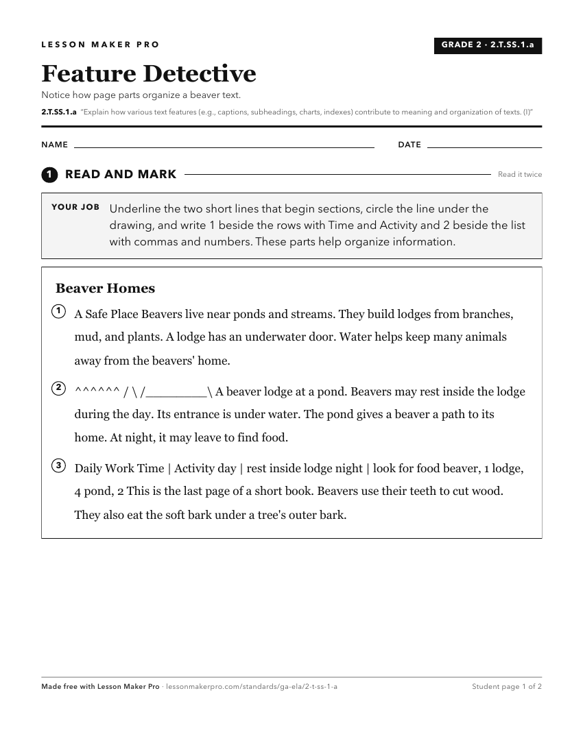 Preview of the 2.T.SS.1.a printable worksheet