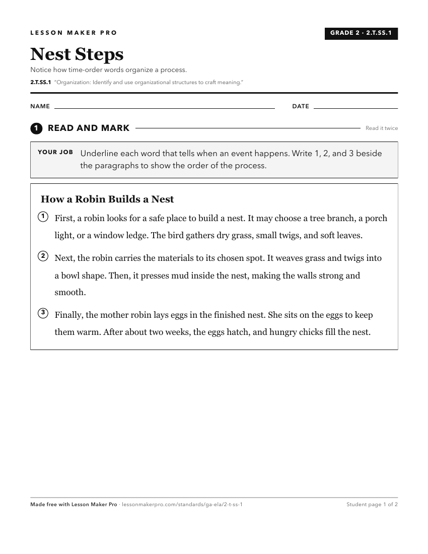Preview of the 2.T.SS.1 printable worksheet