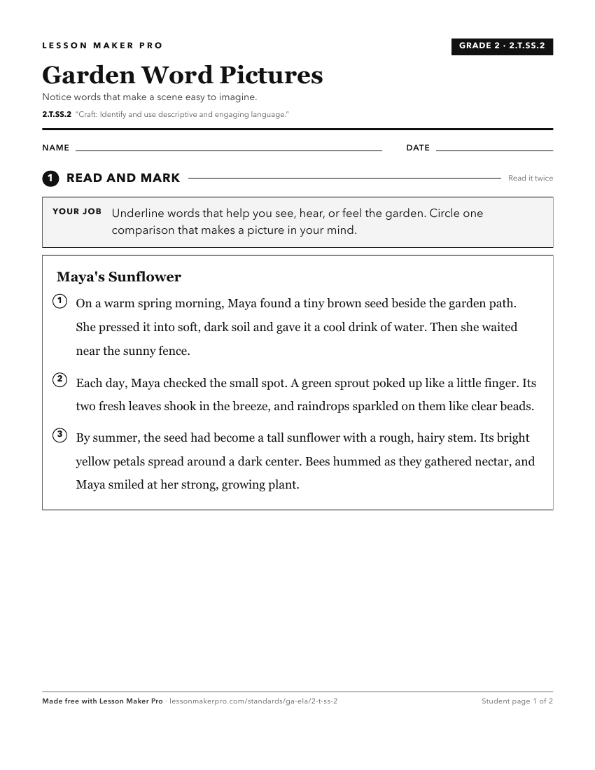 Preview of the 2.T.SS.2 printable worksheet
