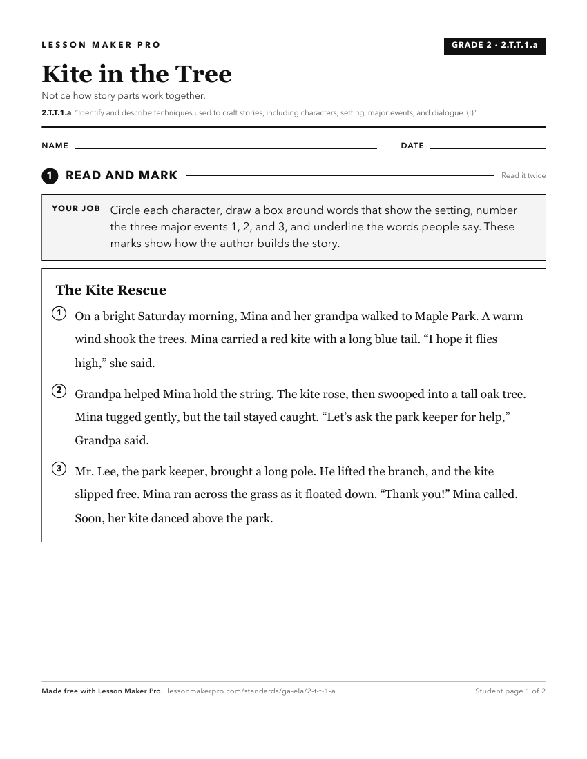 Preview of the 2.T.T.1.a printable worksheet