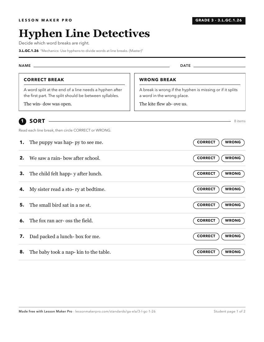 Preview of the 3.L.GC.1.26 printable worksheet