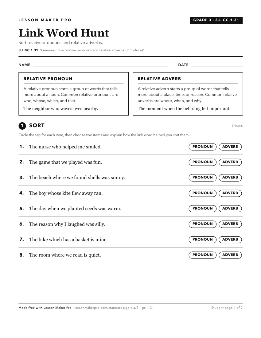 Preview of the 3.L.GC.1.31 printable worksheet
