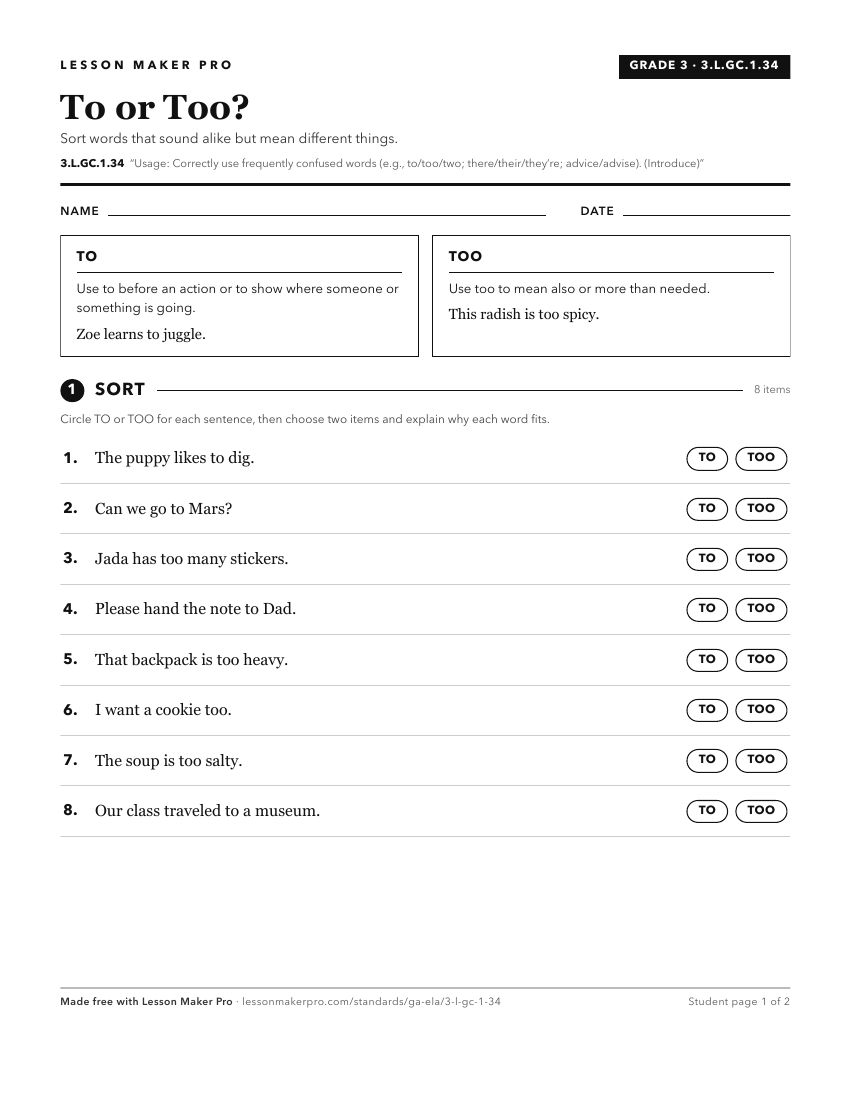 Preview of the 3.L.GC.1.34 printable worksheet