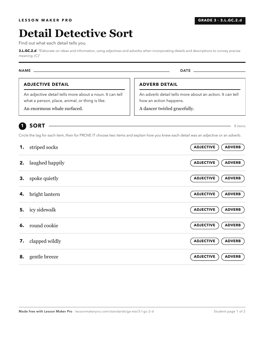 Preview of the 3.L.GC.2.d printable worksheet
