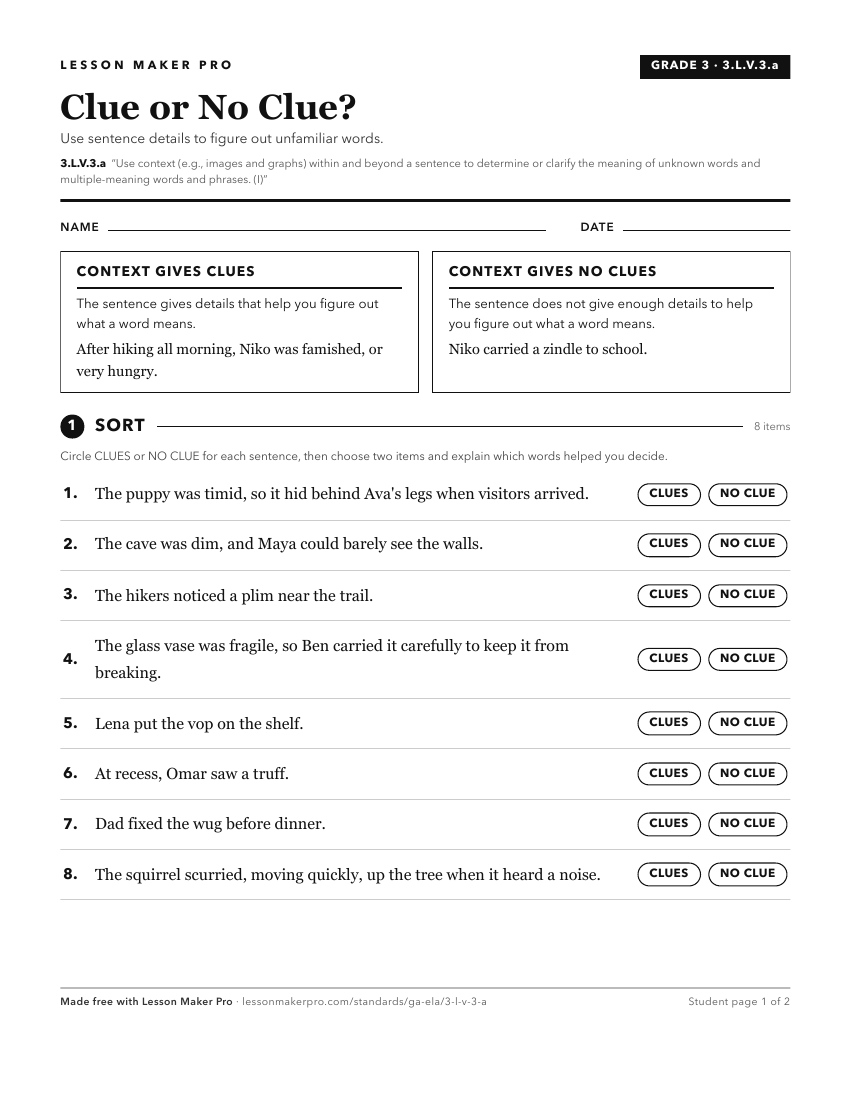 Preview of the 3.L.V.3.a printable worksheet