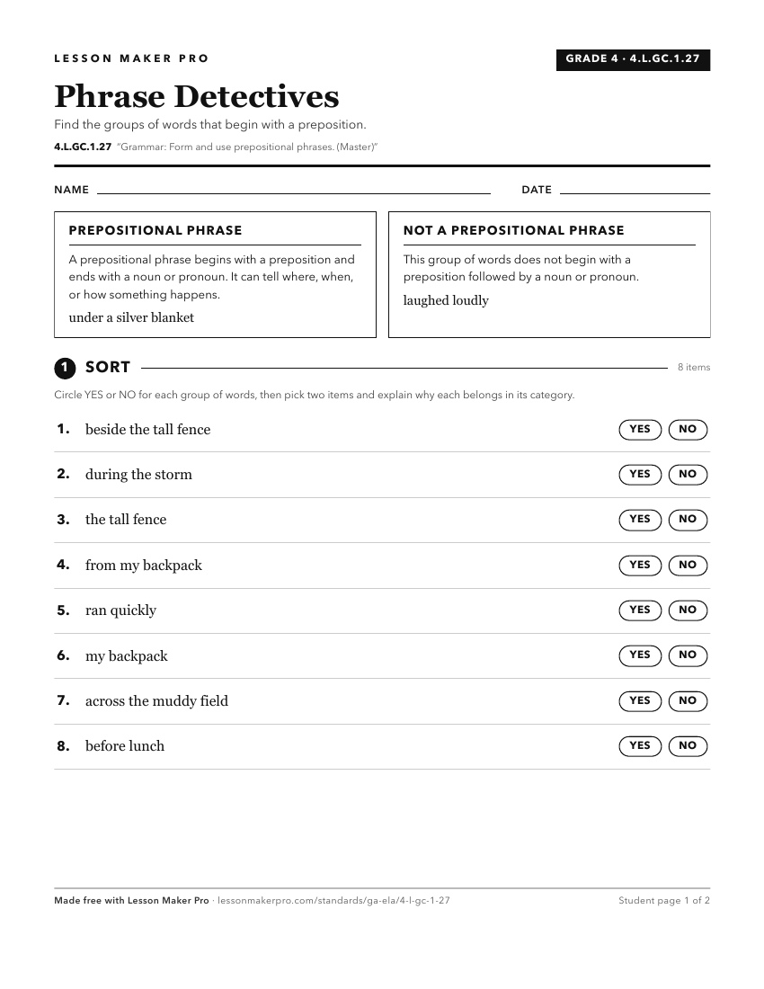 Preview of the 4.L.GC.1.27 printable worksheet