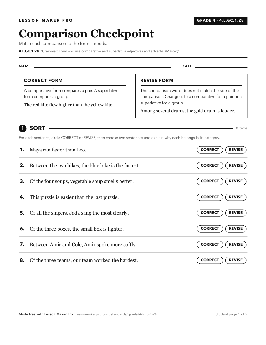 Preview of the 4.L.GC.1.28 printable worksheet