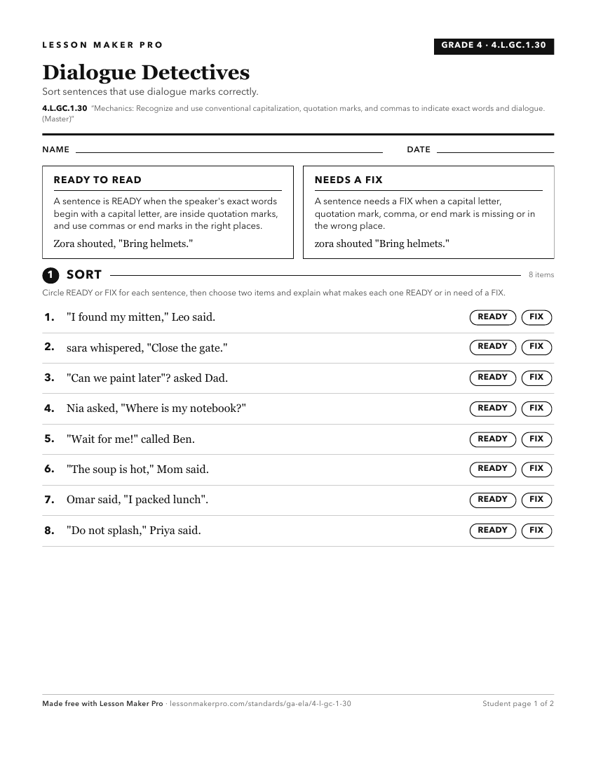 Preview of the 4.L.GC.1.30 printable worksheet