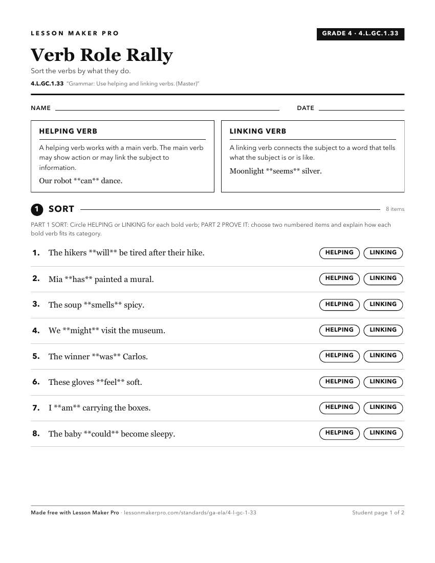 Preview of the 4.L.GC.1.33 printable worksheet
