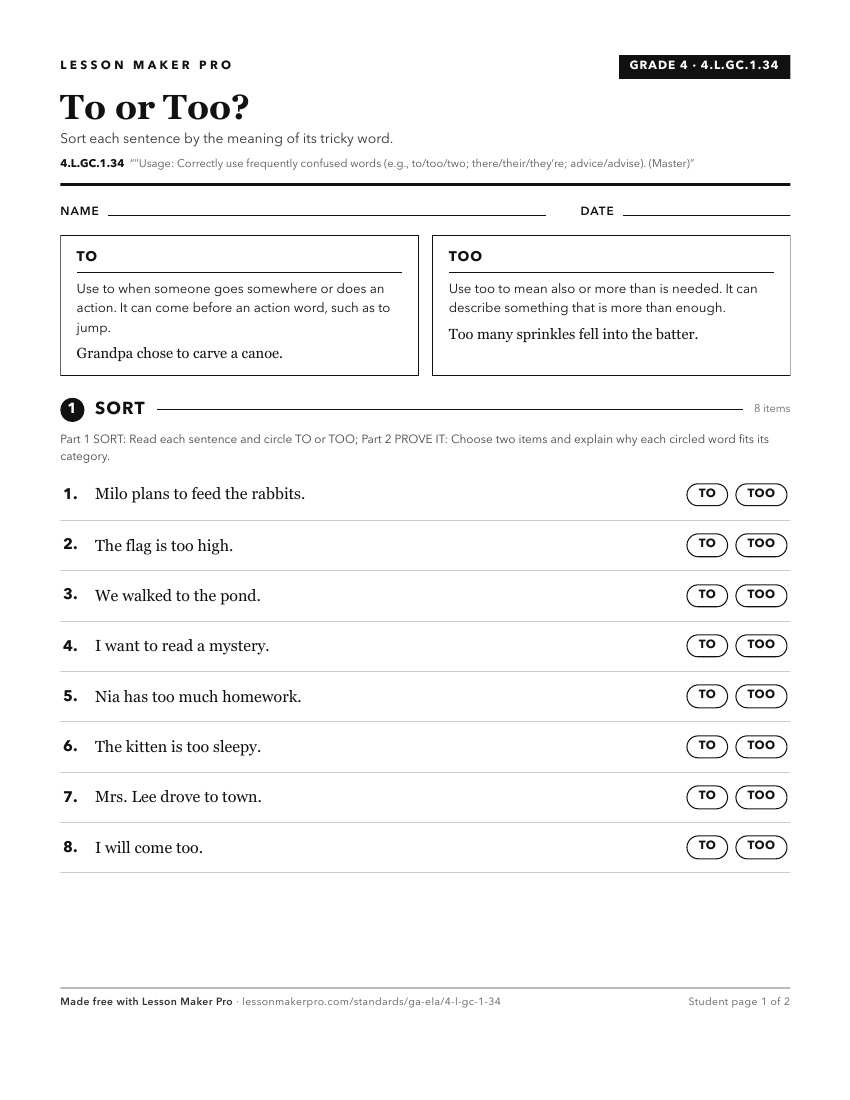Preview of the 4.L.GC.1.34 printable worksheet