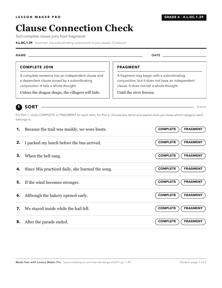 Preview of the 4.L.GC.1.39 printable worksheet