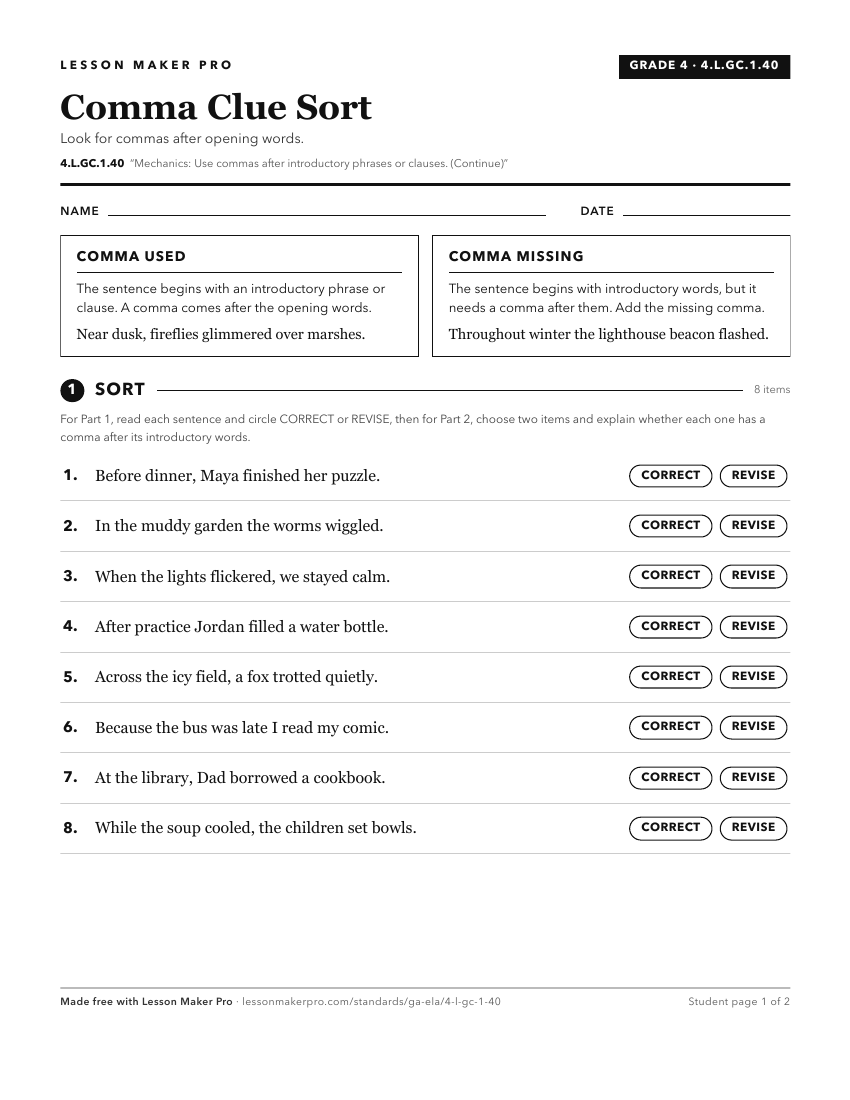 Preview of the 4.L.GC.1.40 printable worksheet