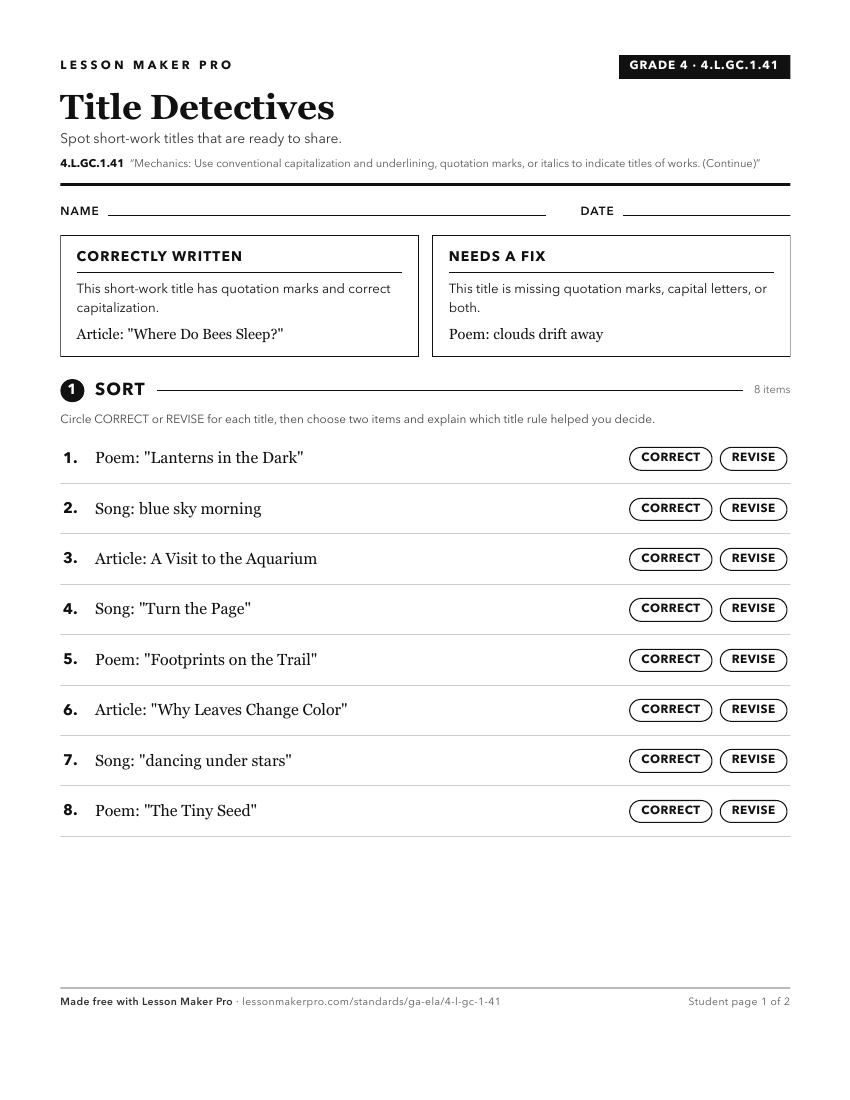 Preview of the 4.L.GC.1.41 printable worksheet