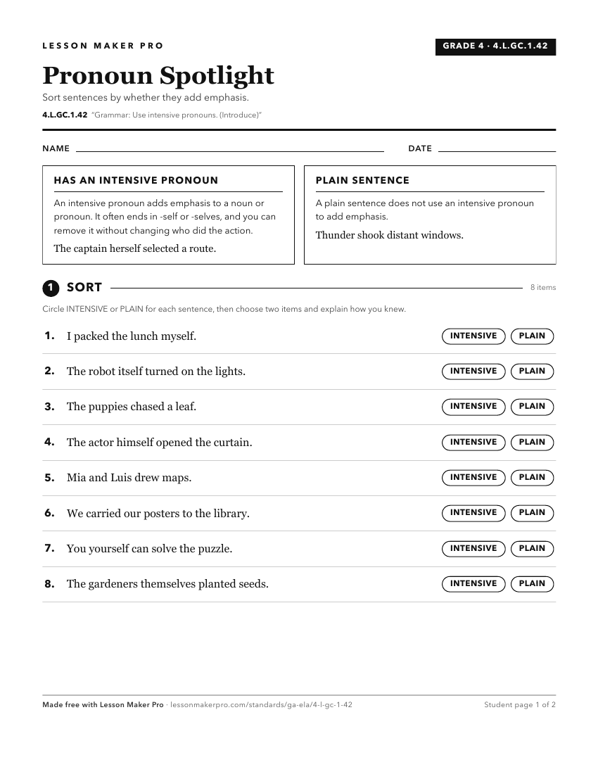 Preview of the 4.L.GC.1.42 printable worksheet