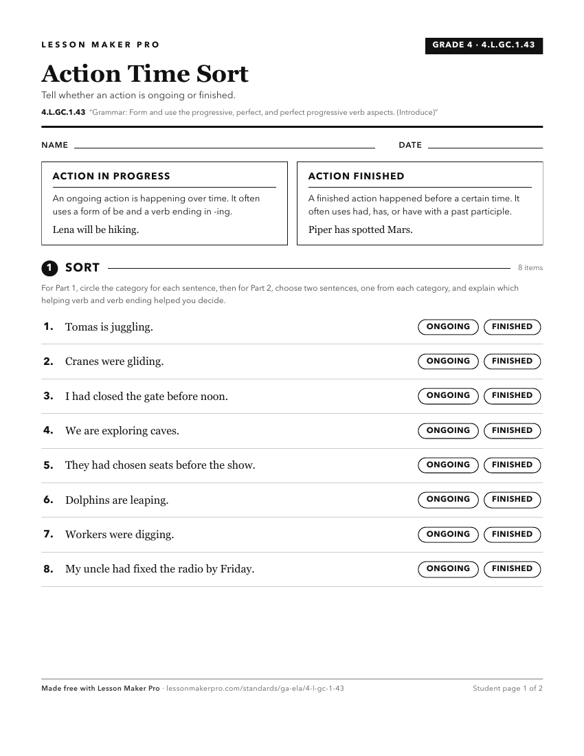 Preview of the 4.L.GC.1.43 printable worksheet