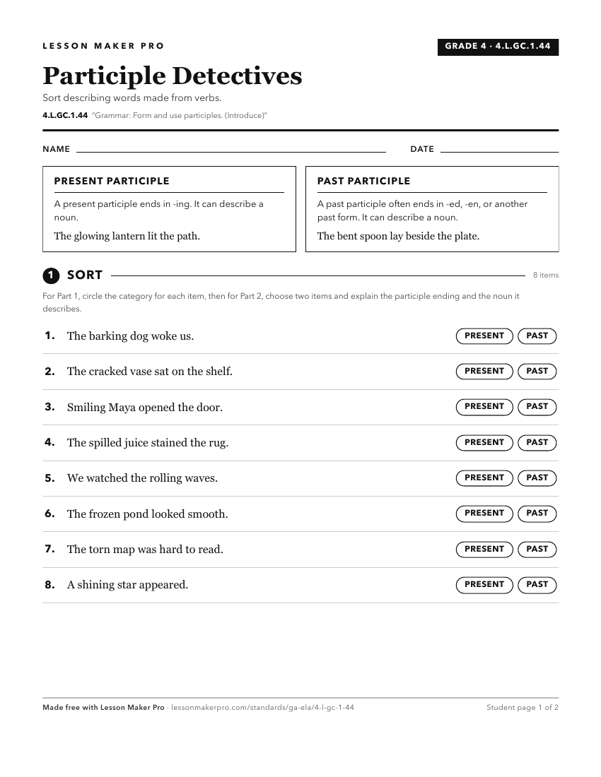 Preview of the 4.L.GC.1.44 printable worksheet