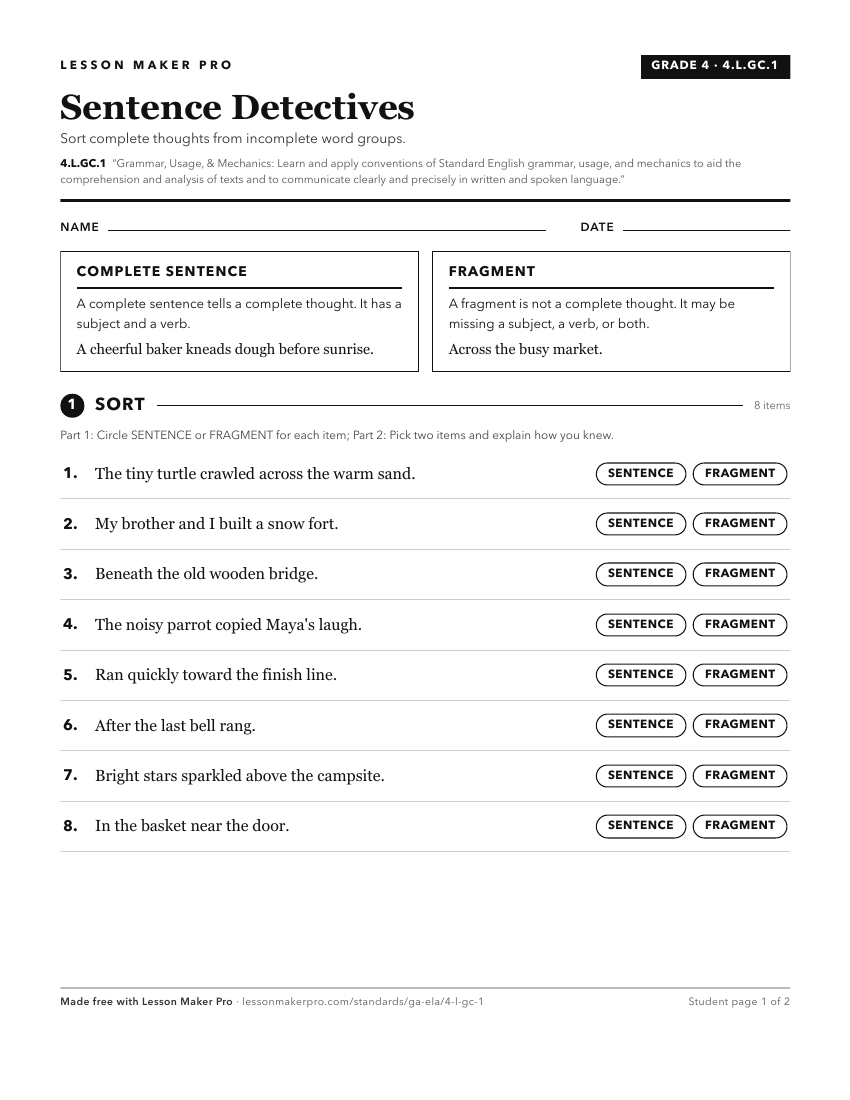 Preview of the 4.L.GC.1 printable worksheet