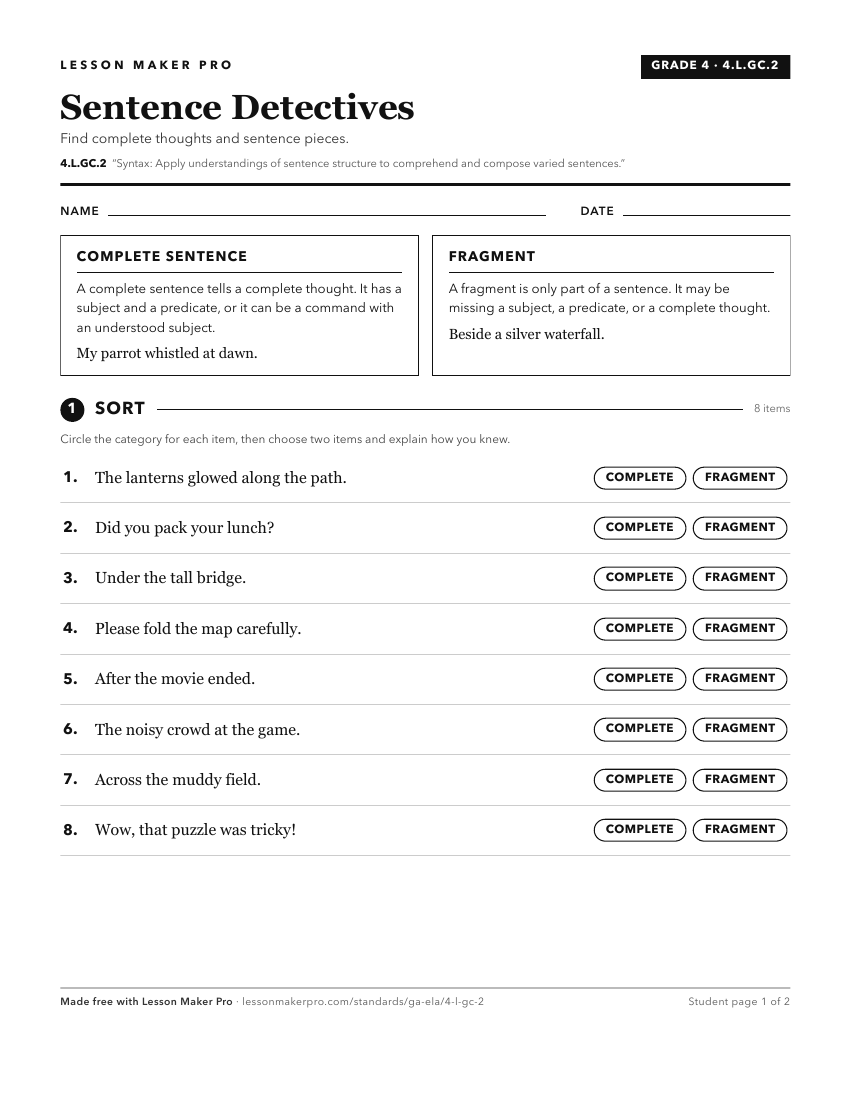 Preview of the 4.L.GC.2 printable worksheet