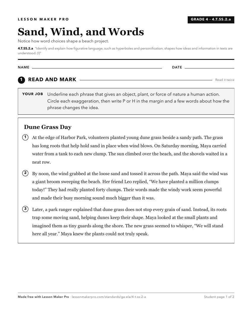 Preview of the 4.T.SS.2.a printable worksheet