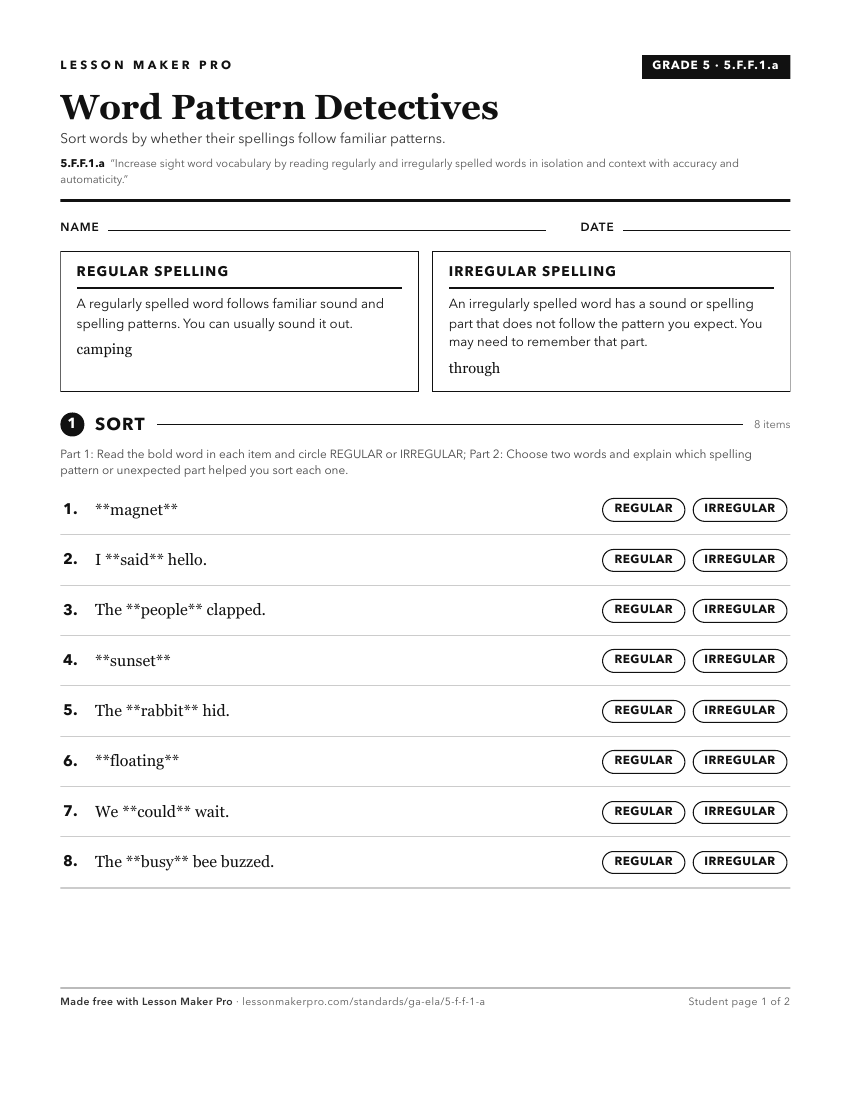 Preview of the 5.F.F.1.a printable worksheet
